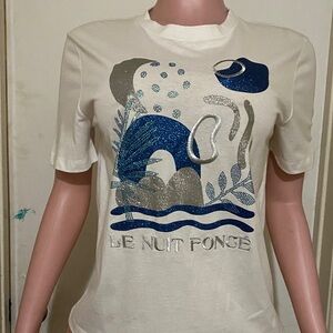 Le Nuit Ponch Graphic Tee with Blue and Silver Design